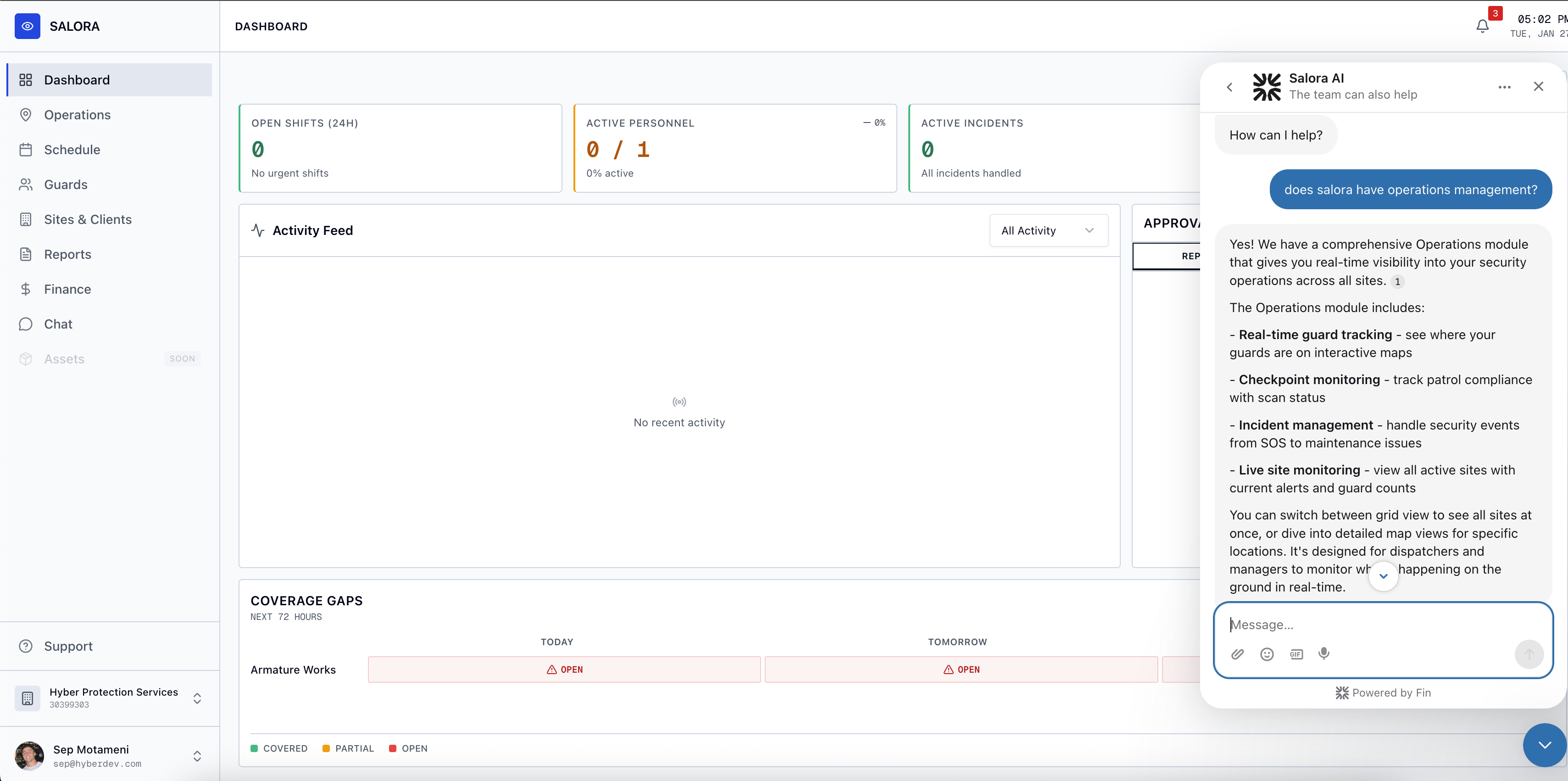 Salora Suite Dashboard - Security Operations Platform