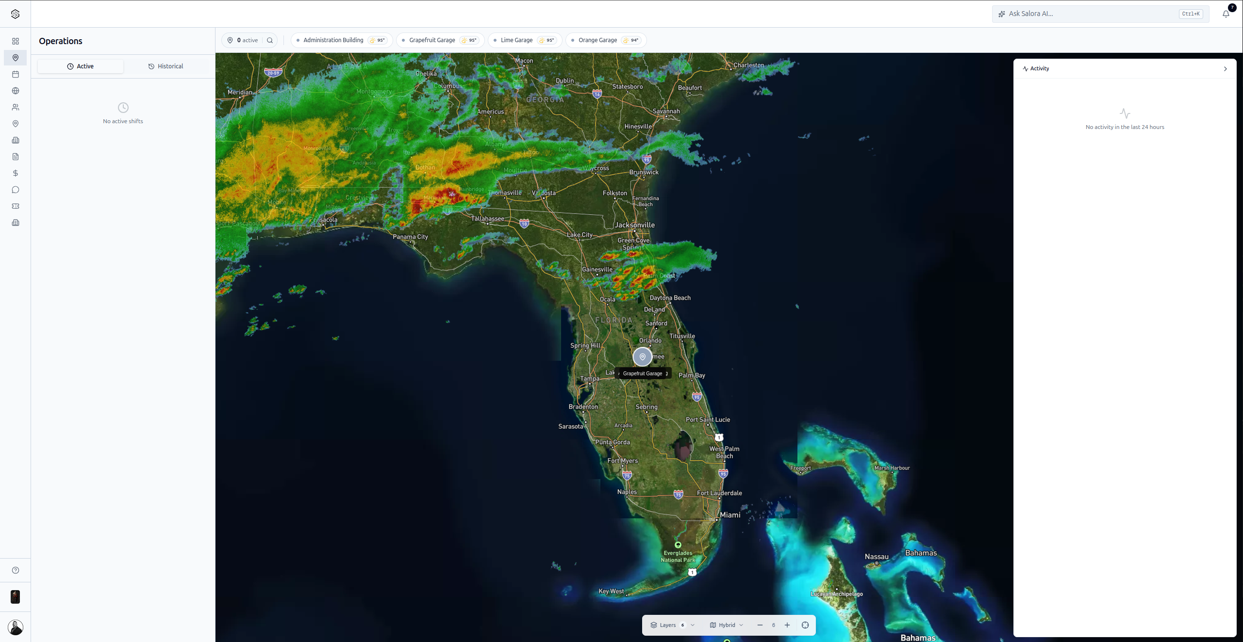 Salora Suite Weather Module - Live radar overlay and severe weather alerts